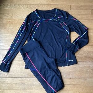 2 pc Fila Sport running activewear set size large leggings and long sleeve top